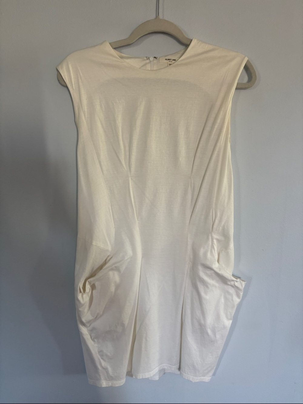 Helmut Lang Cream Sleeveless Shift Dress